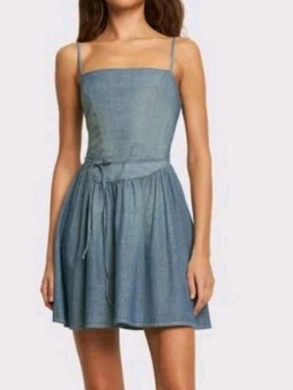 RE/DONE x Pam Chambray Size Large Denim Sleeveless Mini Dress Msrp $395